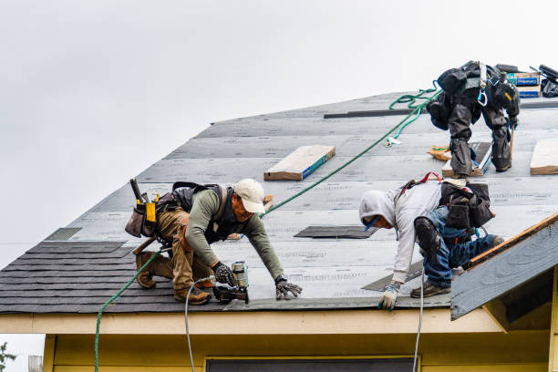 Professional Gutter Installation technician working in Robinson, ND